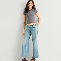 Arizona Womens Juniors Short Low Rise Baggy Fit Jean