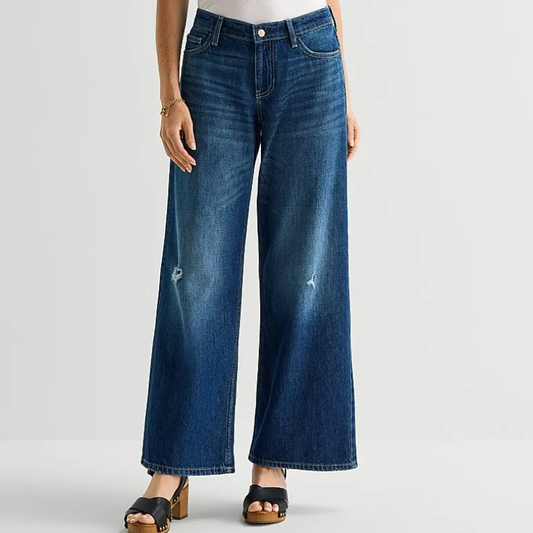 Arizona Womens Juniors Short Low Rise Baggy Fit Jean
