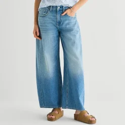 Arizona Womens Juniors Short Low Rise Baggy Fit Barrel Jean