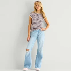 Arizona Womens Juniors Short Low Rise Bootcut Jean