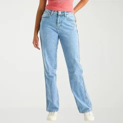 Arizona Womens Juniors Short High Rise Stretch Fabric Straight Leg Jean