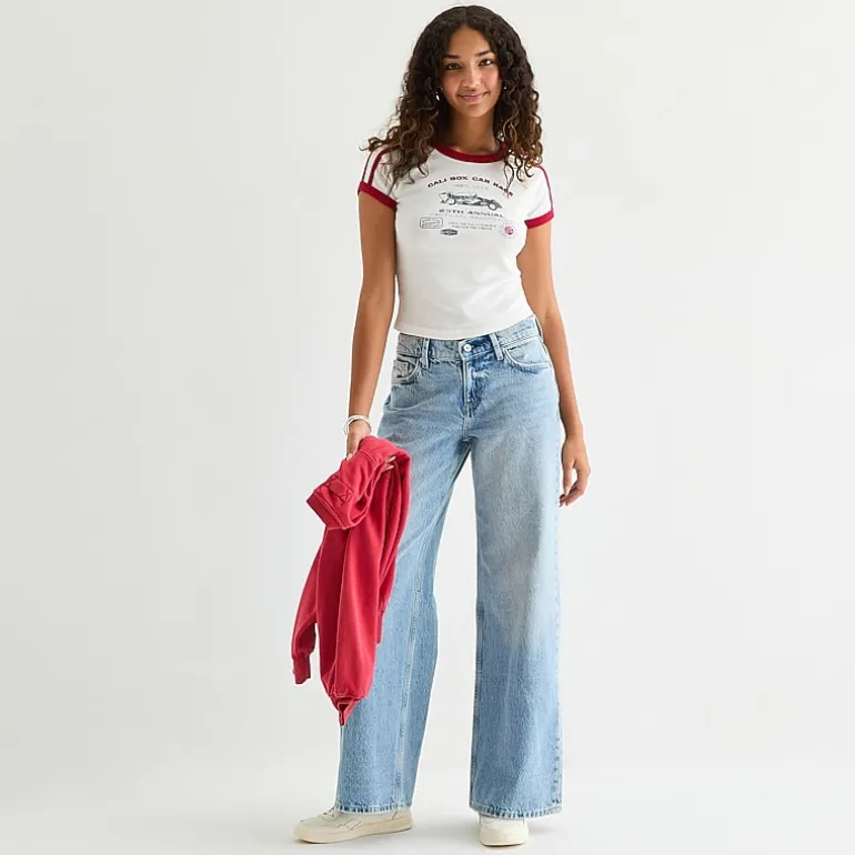 Arizona Womens Juniors Short Low Rise Baggy Fit Jean