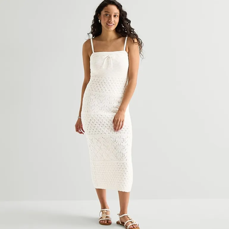 Arizona Womens Juniors Sleeveless Midi Sweater Dress