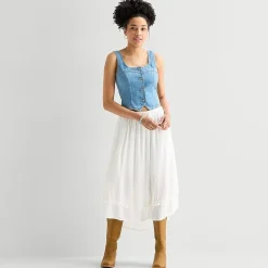 Arizona Womens Juniors Square Neck Sleeveless Vest