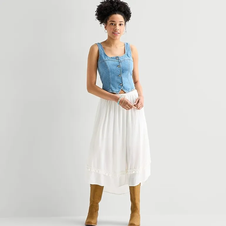 Arizona Womens Juniors Square Neck Sleeveless Vest