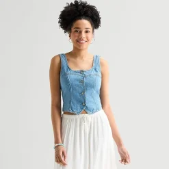 Arizona Womens Juniors Square Neck Sleeveless Vest
