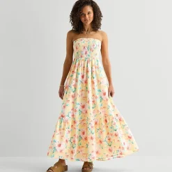 Arizona Womens Juniors Straight Neck Sleeveless Maxi Dress