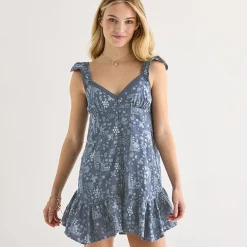 Arizona Womens Juniors Sweetheart Neck Sleeveless Babydoll Dress