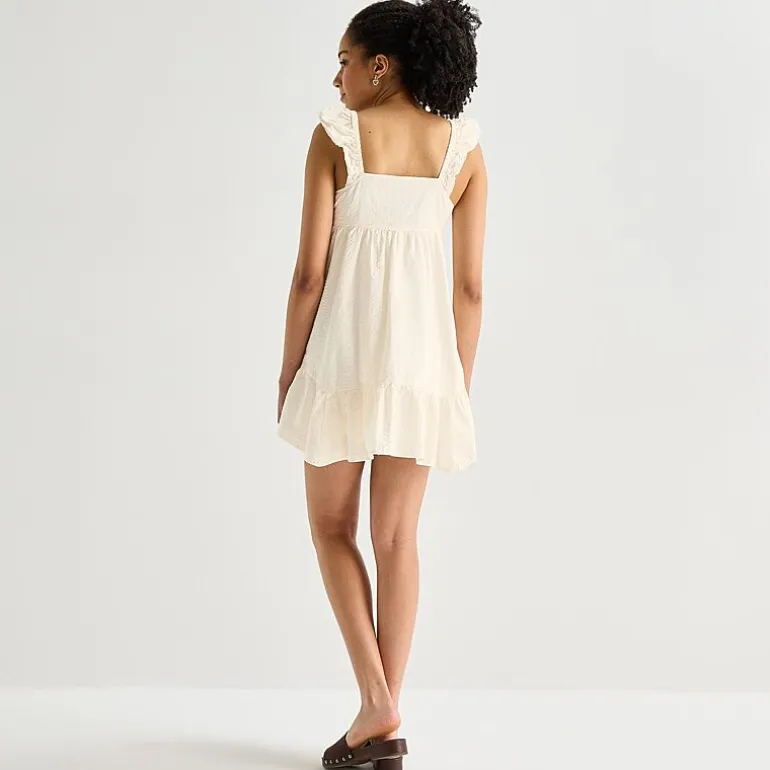 Arizona Womens Juniors Sweetheart Neck Sleeveless Babydoll Dress