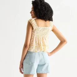 Arizona Womens Juniors Sweetheart Neck Sleeveless Babydoll Top