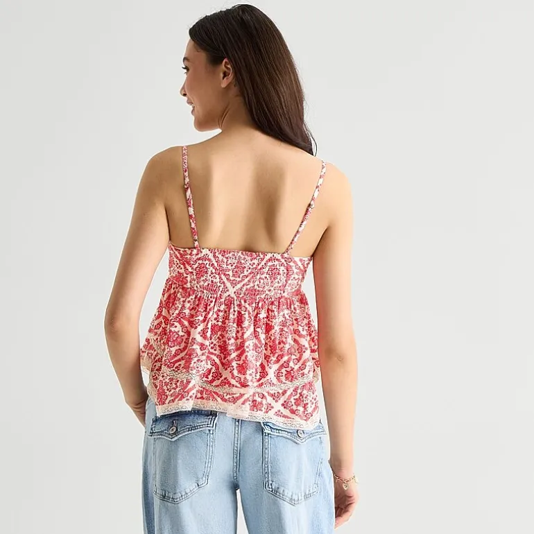 Arizona Womens Juniors Sweetheart Neck Sleeveless Babydoll Top