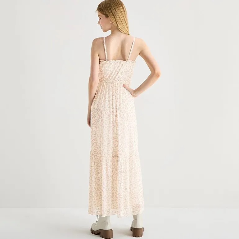 Arizona Womens Juniors V Neck Sleeveless Spaghetti Straps Maxi Dress