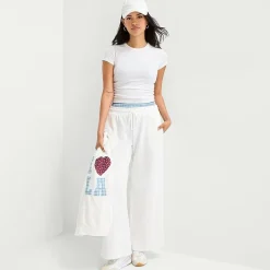 Arizona Womens Juniors Wide Leg Mid Rise Sweatpant