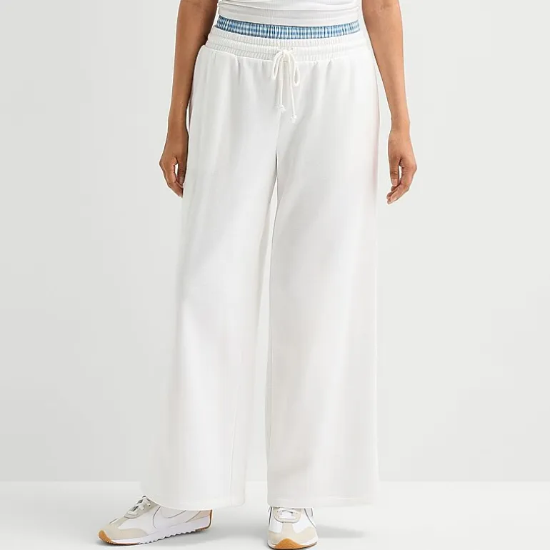 Arizona Womens Juniors Wide Leg Mid Rise Sweatpant