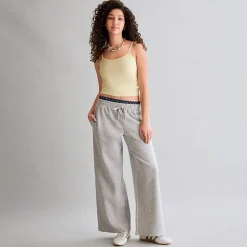 Arizona Womens Juniors Wide Leg Mid Rise Fleece Sweatpant