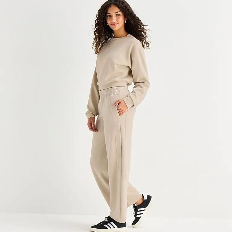 Arizona Womens Juniors Wide Leg Mid Rise Sweatpant