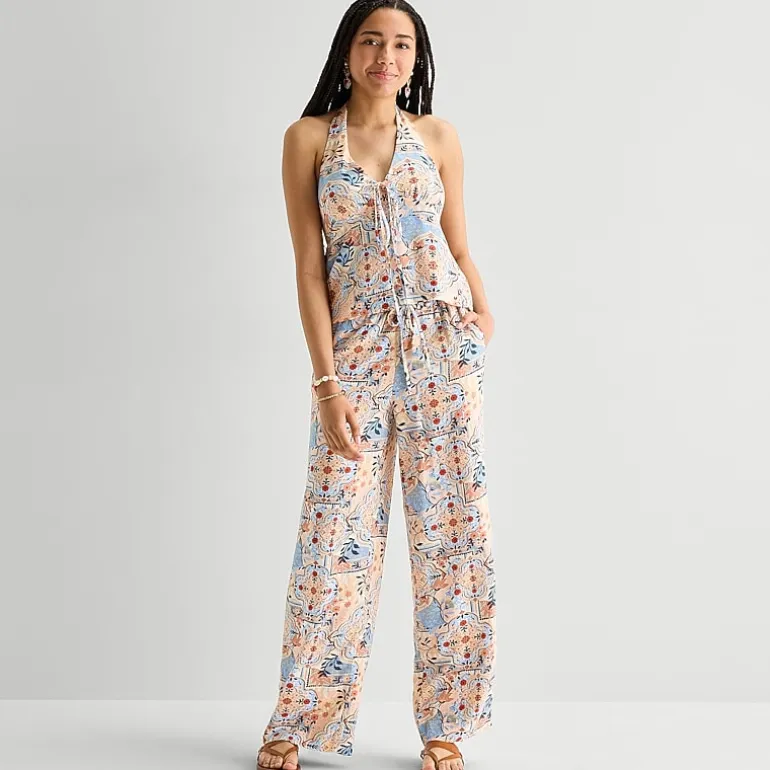 Arizona Womens Juniors Wide Leg Pull-On Pant