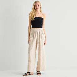 Arizona Womens Juniors Wide Leg Mid Rise Pull-On Pant