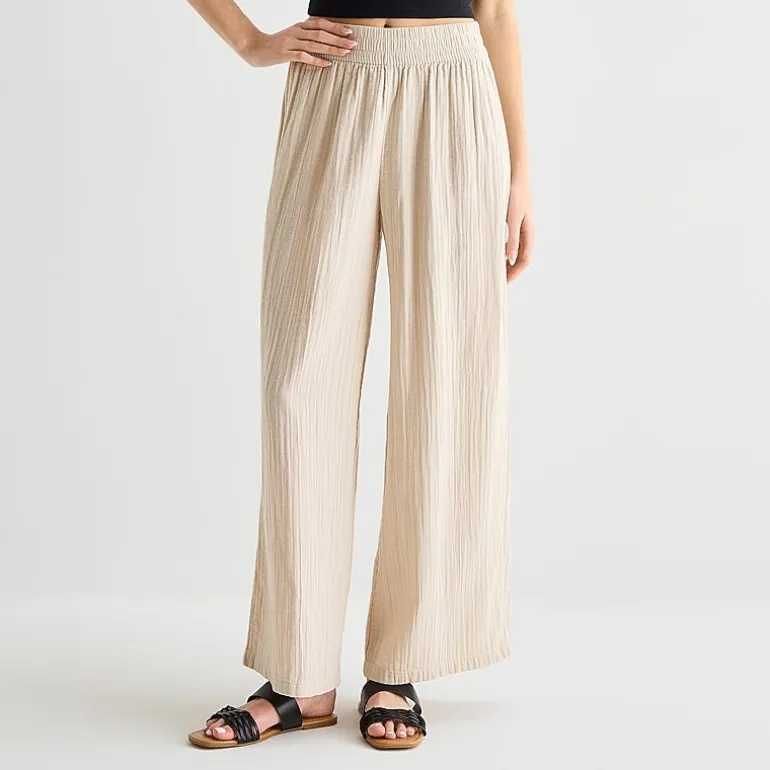 Arizona Womens Juniors Wide Leg Mid Rise Pull-On Pant