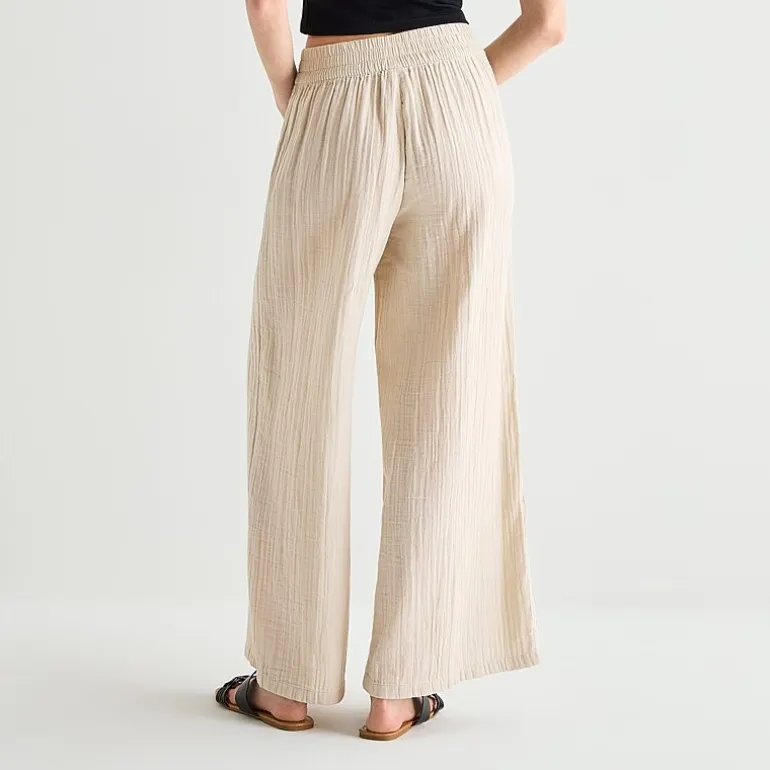 Arizona Womens Juniors Wide Leg Mid Rise Pull-On Pant