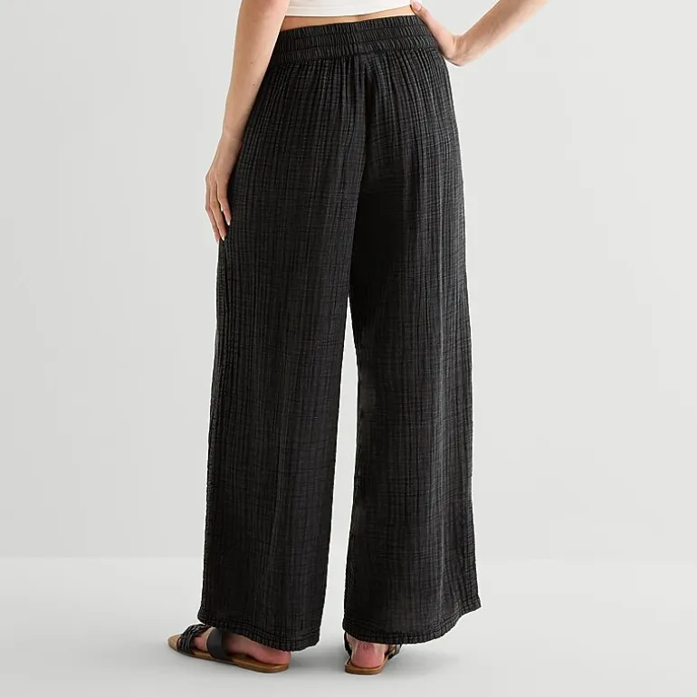 Arizona Womens Juniors Wide Leg Mid Rise Pull-On Pant
