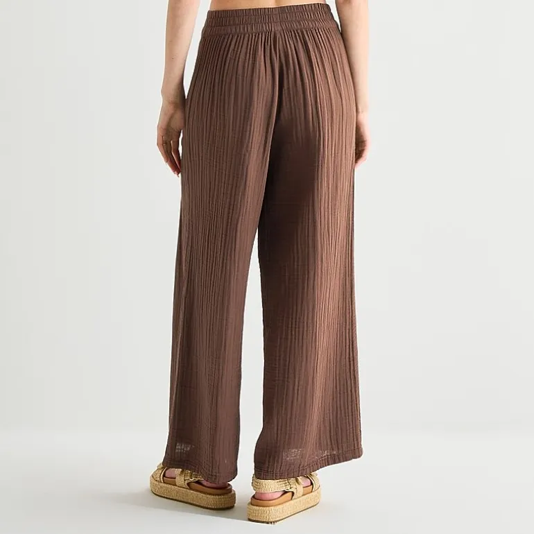 Arizona Womens Juniors Wide Leg Mid Rise Pull-On Pant