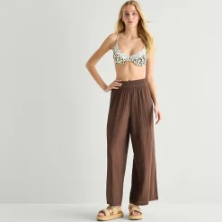 Arizona Womens Juniors Wide Leg Mid Rise Pull-On Pant