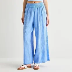 Arizona Womens Juniors Wide Leg Mid Rise Pull-On Pant