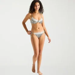 Arizona Womens Lined Side Tie Animal Print Leopard Juniors Cheeky Bikini Swimsuit Bottom