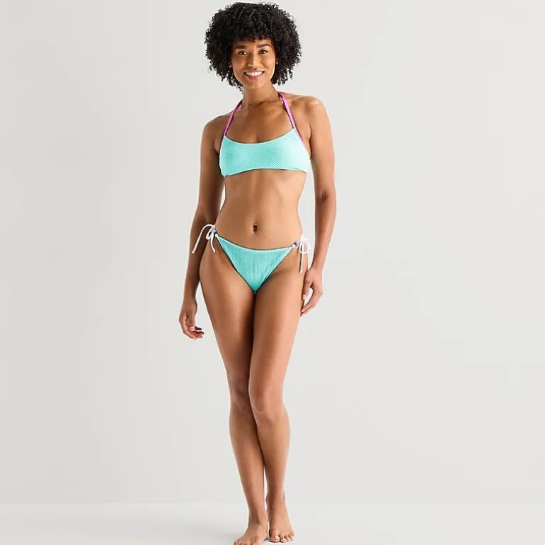 Arizona Womens Lined Side Tie Textured Juniors Cheeky Bikini Swimsuit Bottom