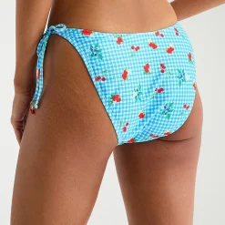 Arizona Womens Lined Side Tie Gingham Juniors Moderate Coverage Bikini Swimsuit Bottom
