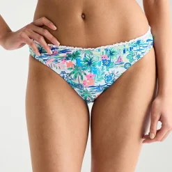 Arizona Womens Lined Tropical Leaf Juniors Cheeky Hipster Bikini Swimsuit Bottom