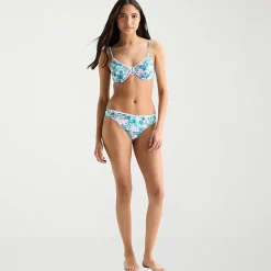 Arizona Womens Lined Tropical Leaf Juniors Cheeky Hipster Bikini Swimsuit Bottom
