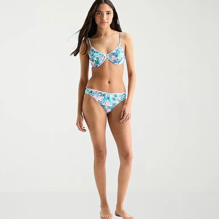 Arizona Womens Lined Tropical Leaf Juniors Cheeky Hipster Bikini Swimsuit Bottom