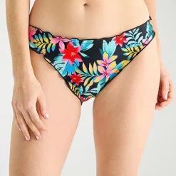 Arizona Womens Lined Tropical Leaf Juniors Cheeky Hipster Bikini Swimsuit Bottom