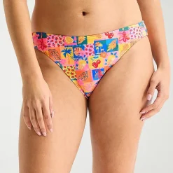 Arizona Womens Lined Tropical Juniors Cheeky Hipster Bikini Swimsuit Bottom