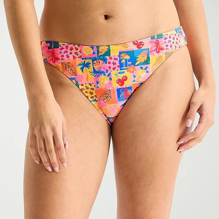 Arizona Womens Lined Tropical Juniors Cheeky Hipster Bikini Swimsuit Bottom