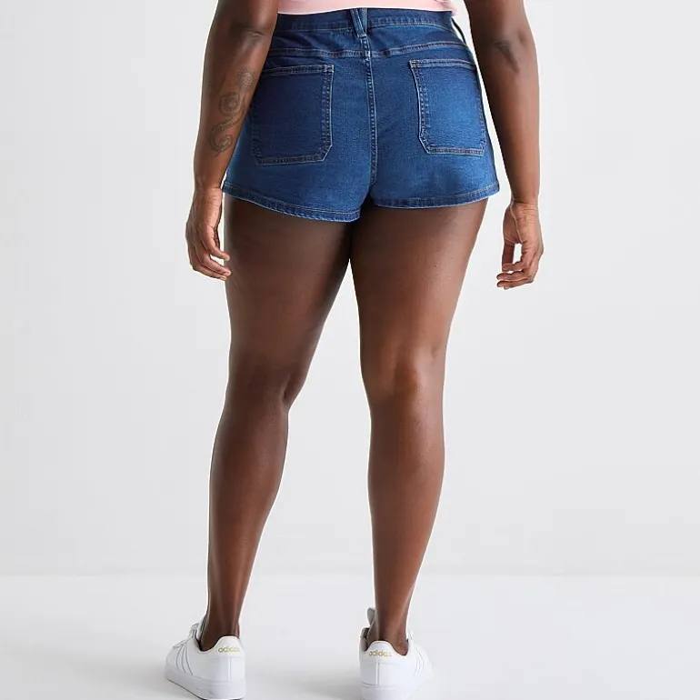 Arizona Womens 2 1/2" Low Rise Juniors Micro Denim Short