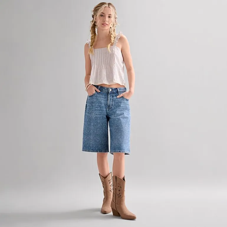 Arizona Womens 12 1/4" Low Rise Juniors Denim Short