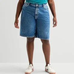 Arizona Womens 15" Low Rise Juniors Plus Denim Short