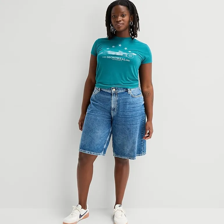 Arizona Womens 15" Low Rise Juniors Plus Denim Short