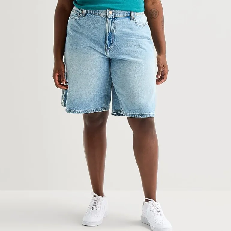 Arizona Womens 15" Low Rise Juniors Plus Denim Short