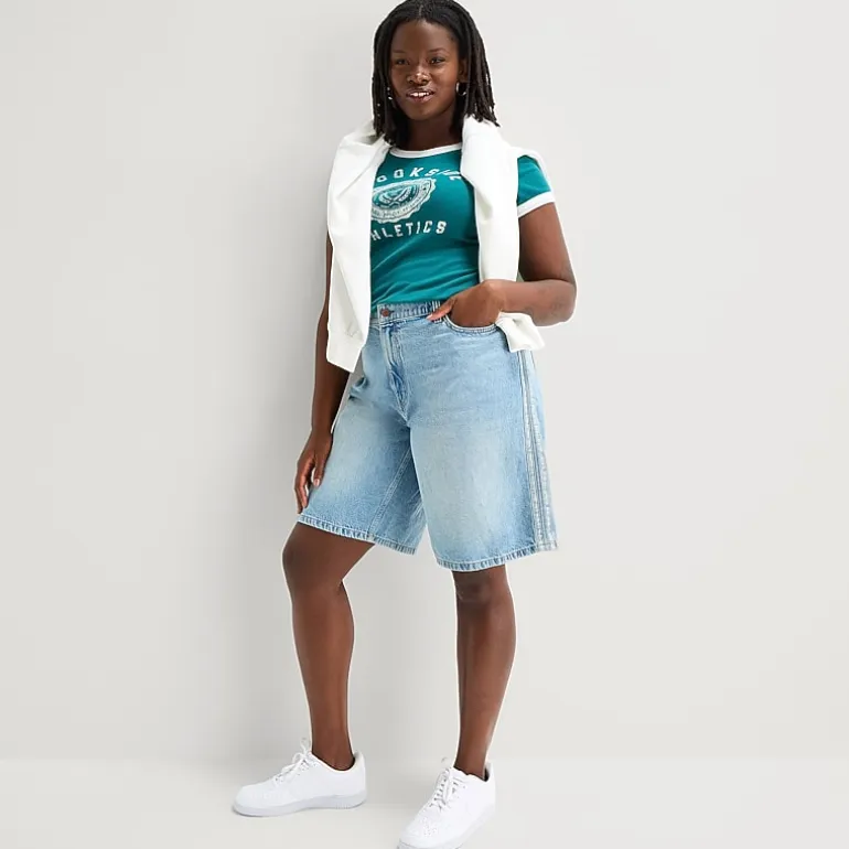 Arizona Womens 15" Low Rise Juniors Plus Denim Short