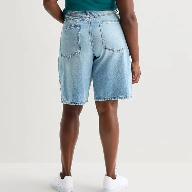 Arizona Womens 15" Low Rise Juniors Plus Denim Short