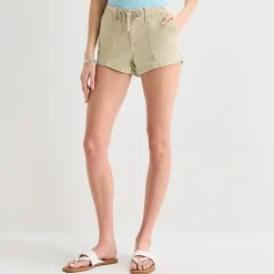 Arizona Womens 1 1/2" Low Rise Juniors Stretch Fabric Chino Short