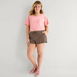 Arizona Womens 2 1/2" Low Rise Juniors Plus Chino Short
