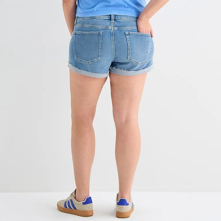 Arizona Womens 2 1/2" Low Rise Juniors Plus Denim Short
