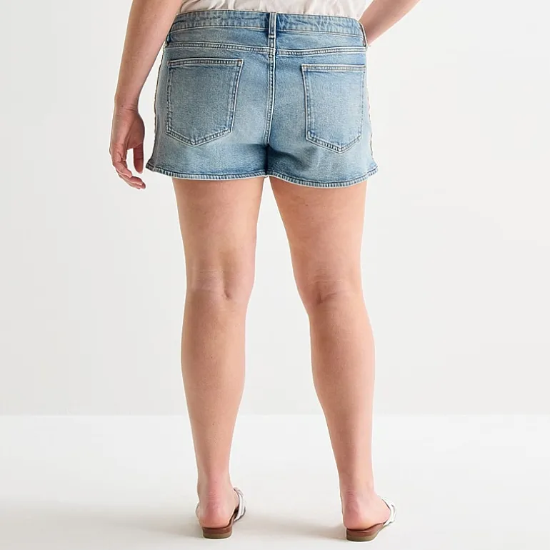 Arizona Womens 2 1/2" Low Rise Juniors Plus Denim Short