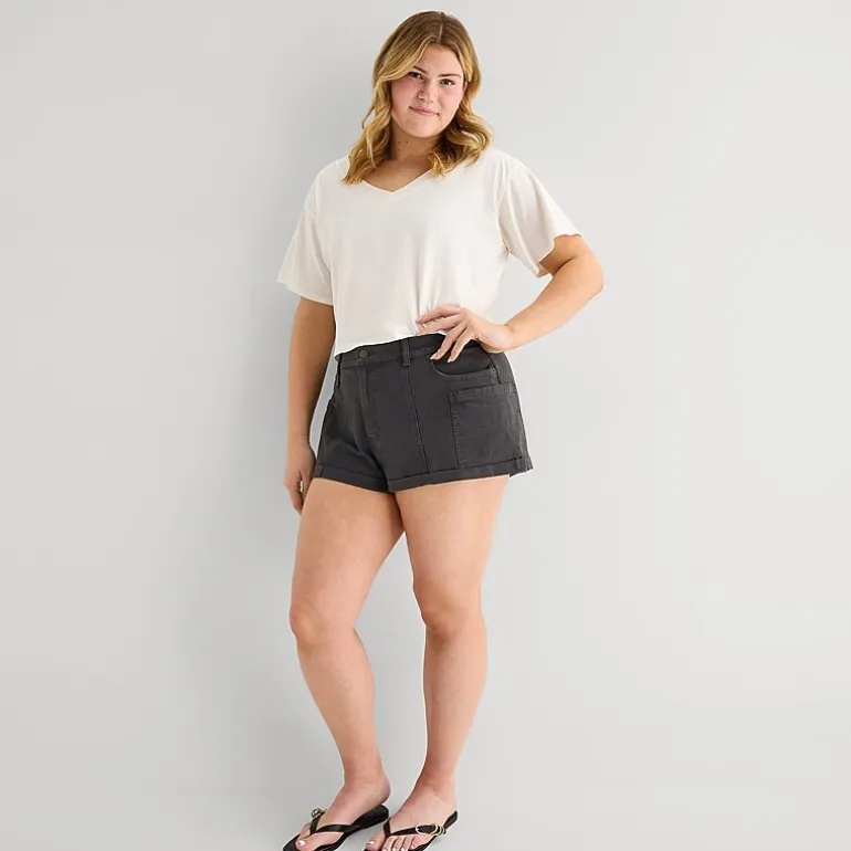 Arizona Womens 1 1/2" Low Rise Juniors Plus Chino Short
