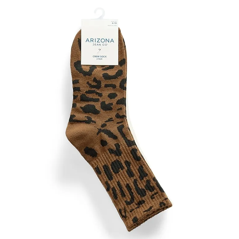 Arizona Womens 2 Pair Crew Socks